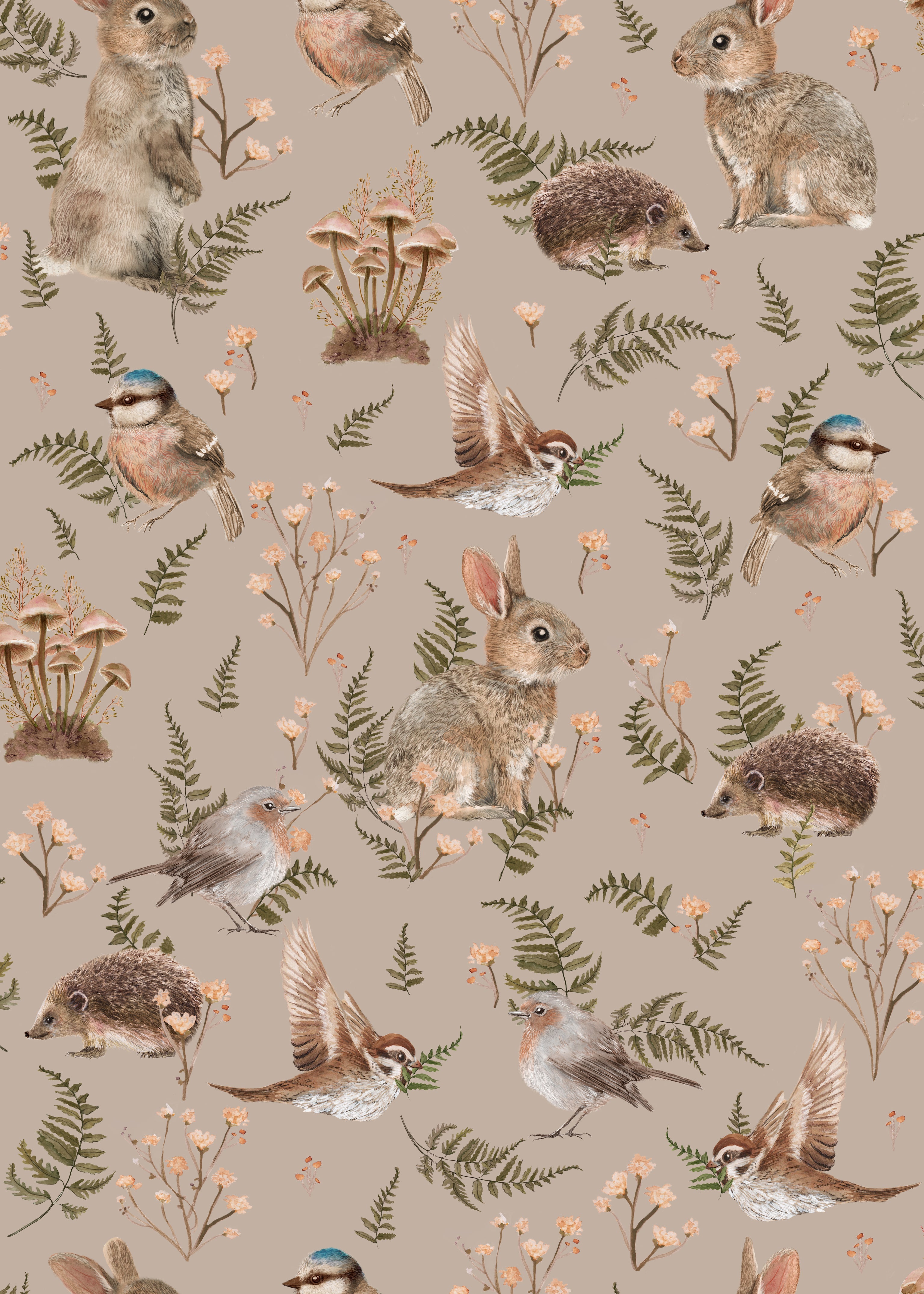 Birds & Bunnies - Dusty Rose