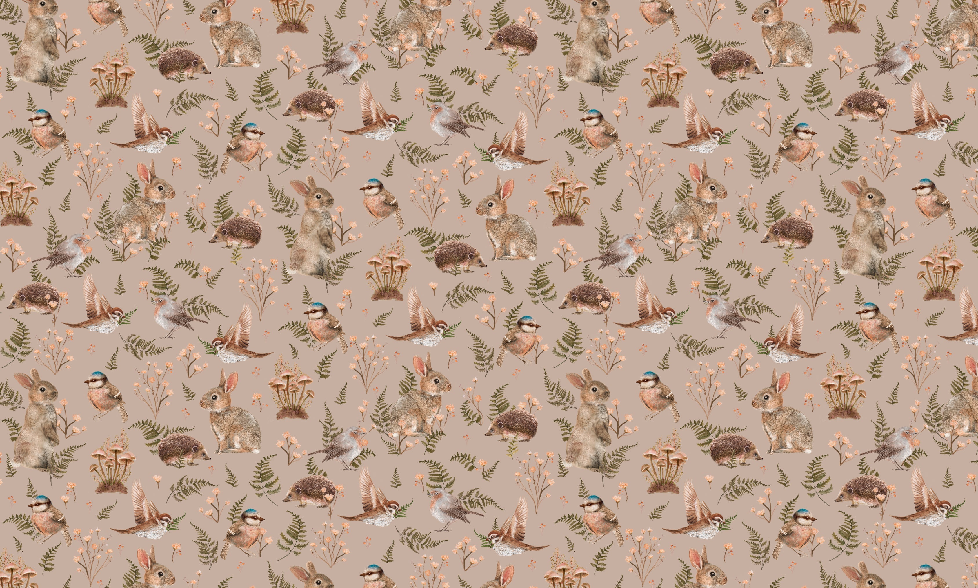 Birds & Bunnies - Dusty Rose