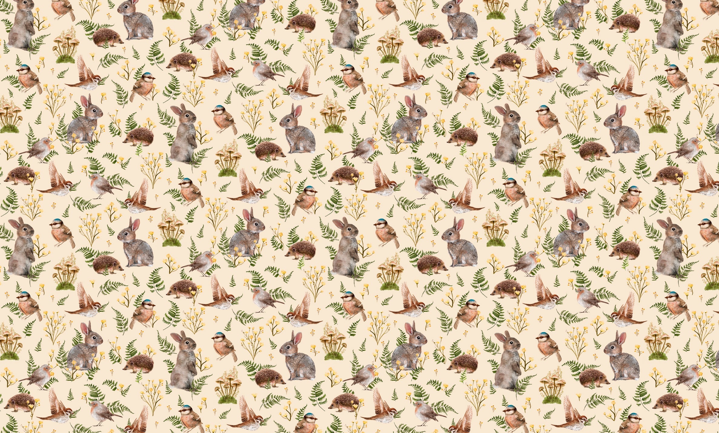 Birds & Bunnies - Ecru