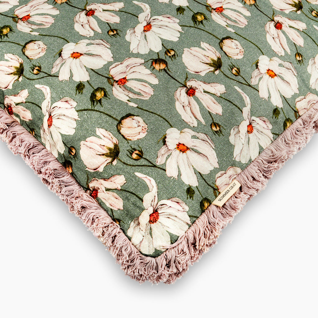 Linen Cushion Cover - Summer Gray - Daisies
