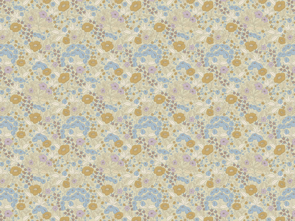 Summer Gray Wallpaper - Doris - Lilac & Mustard (Outlet)