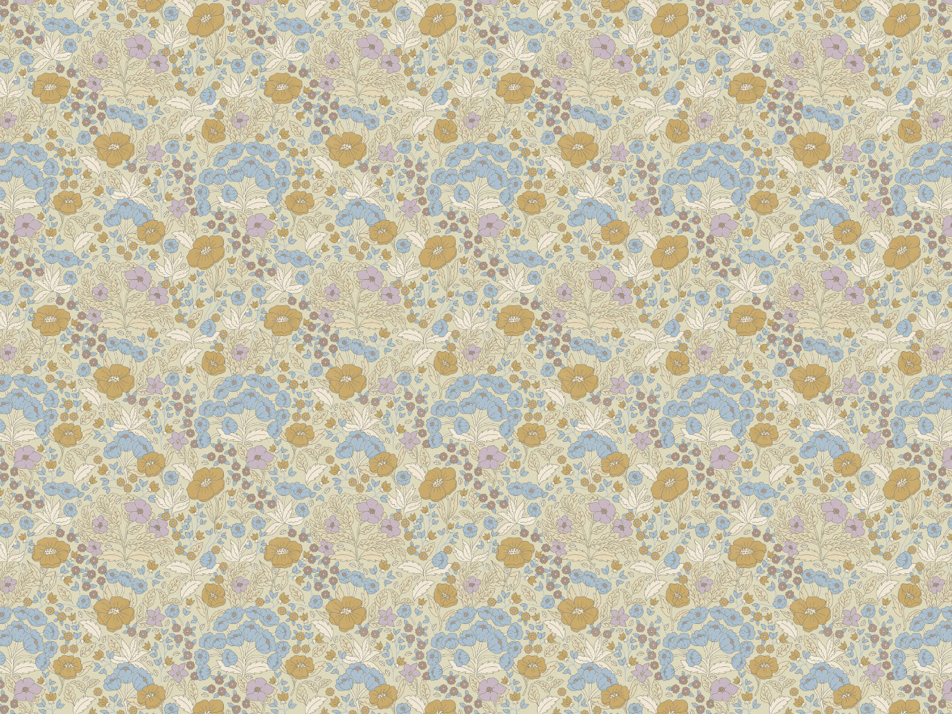 Summer Gray Wallpaper - Doris - Lilac & Mustard (Outlet)
