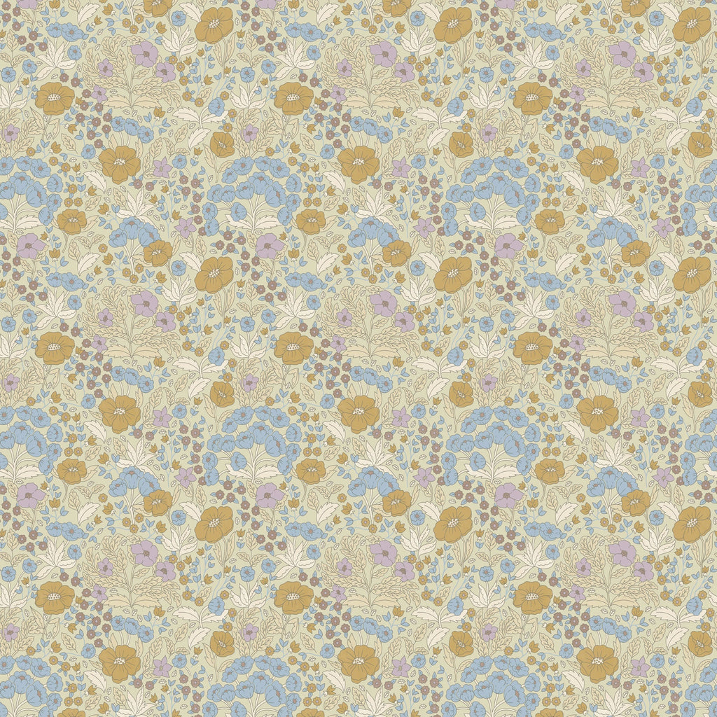 Summer Gray Wallpaper - Doris - Lilac & Mustard (Outlet)