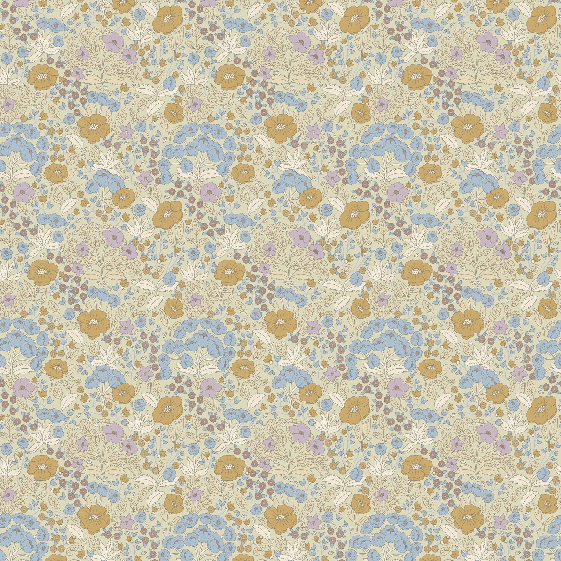 Summer Gray Wallpaper - Doris - Lilac & Mustard (Outlet)
