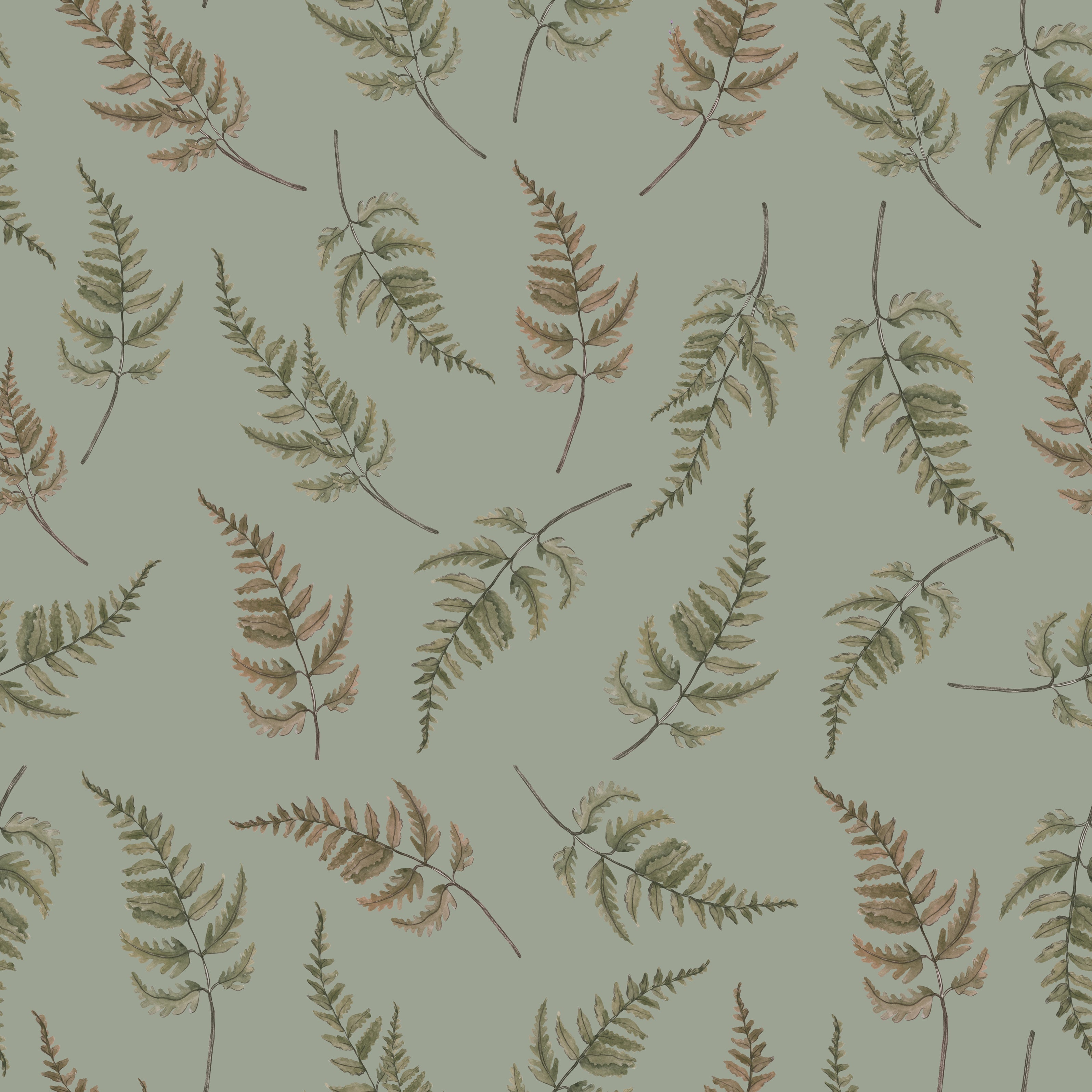 Falling Ferns - Earthy Green