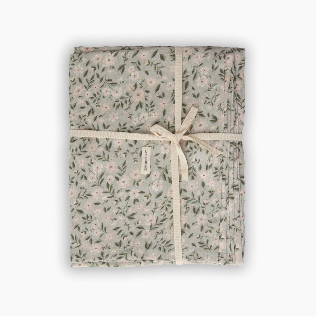 Linen Table Cloth - Summer Gray - Freja Meadow