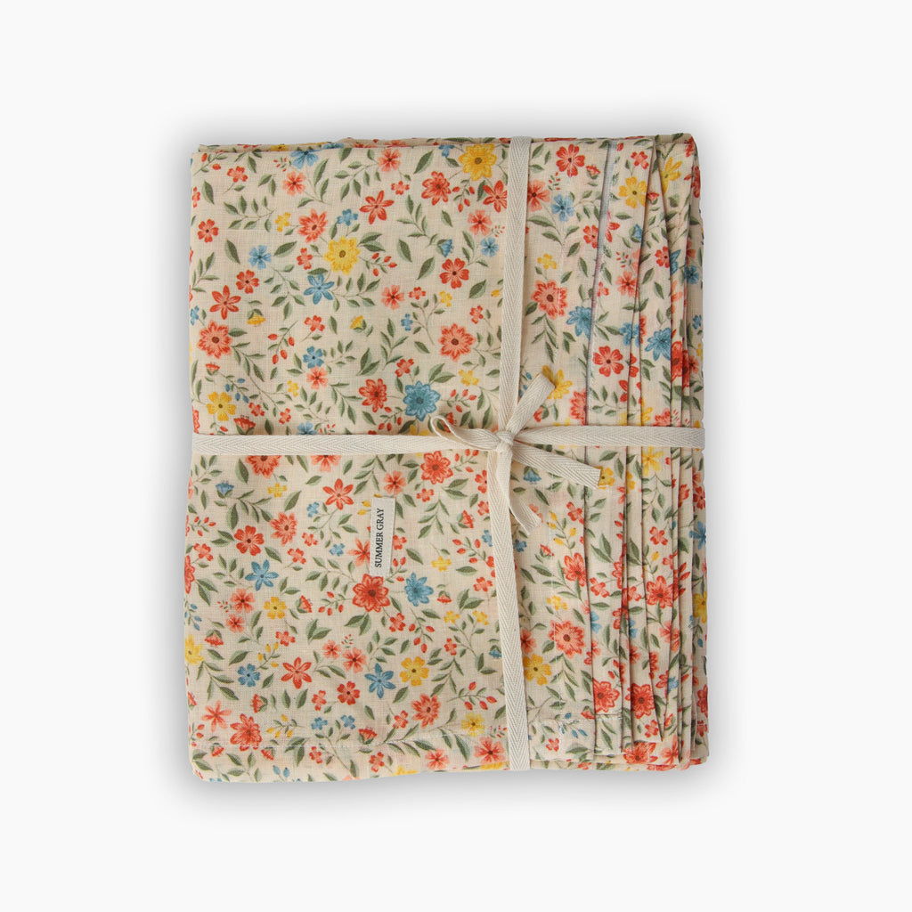 Linen Table Cloth - Summer Gray - Freja Confetti