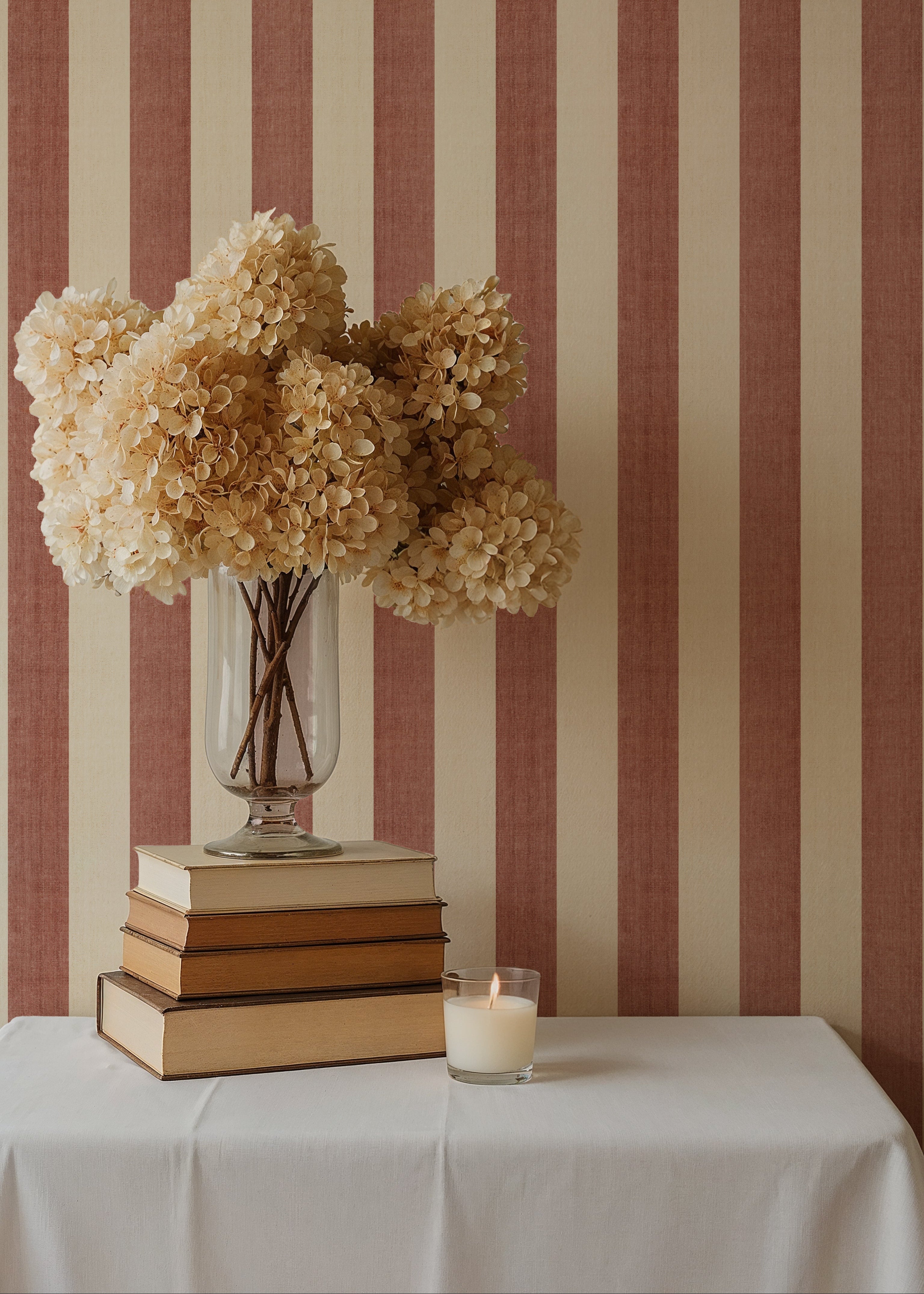 Linen Stripes, Clay Rose