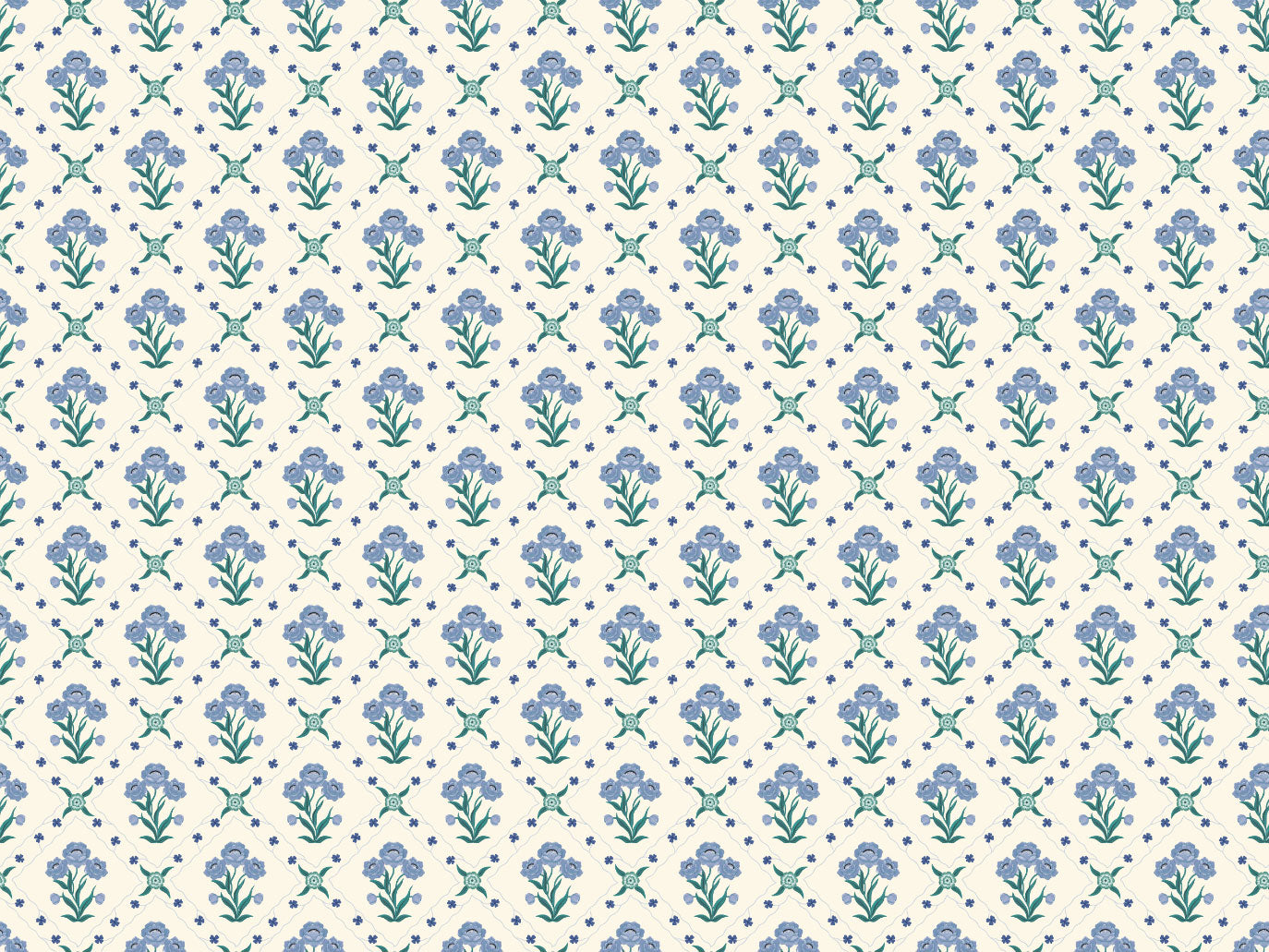Floral Trellis - Sky